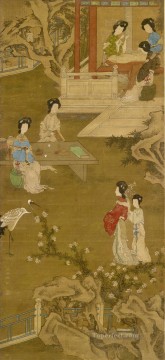 唐陰の古い中国の墨に基づいて花嫁のドレスの匿名コピーを作成する Oil Paintings